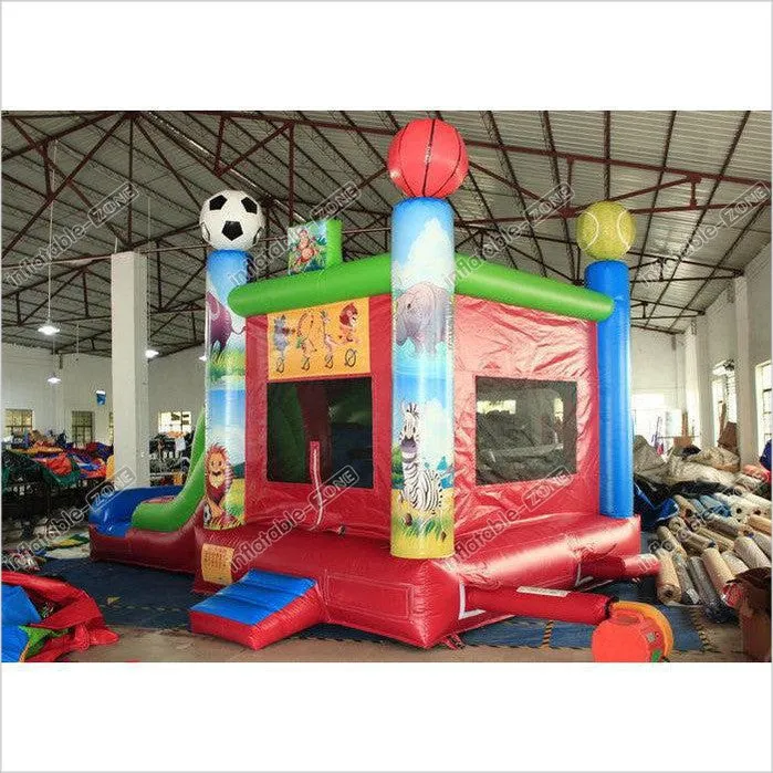 0.55MM PVC Trapaulins Animals Sports Inflatable Bouncer Combo With 3 Years Warranty