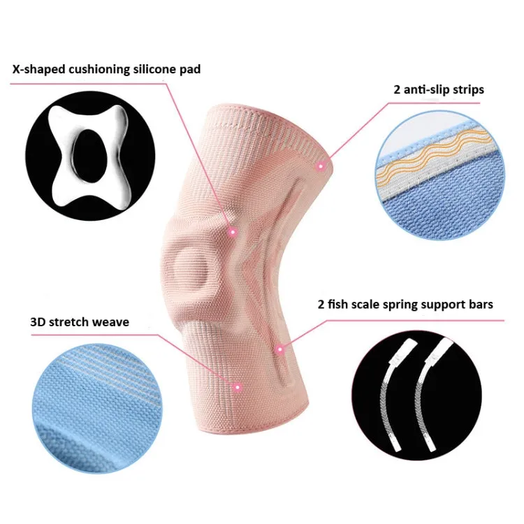 1pair Sports Knee Brace Meniscus Injury Silicone Knee Joint Protective Cover, Size: M(Black Gray)