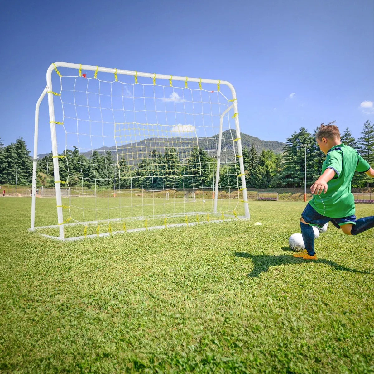 2-in-1 Kids Soccer Rebounder and Soccer Goal for Kids Aged 6  Years Old-White