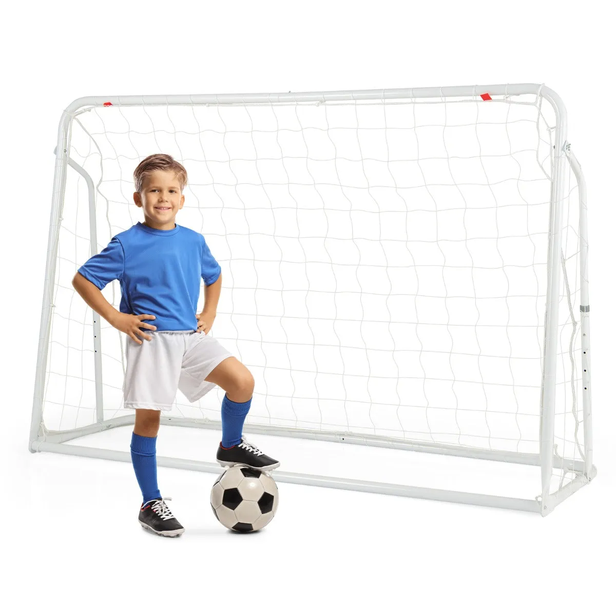 2-in-1 Kids Soccer Rebounder and Soccer Goal for Kids Aged 6  Years Old-White