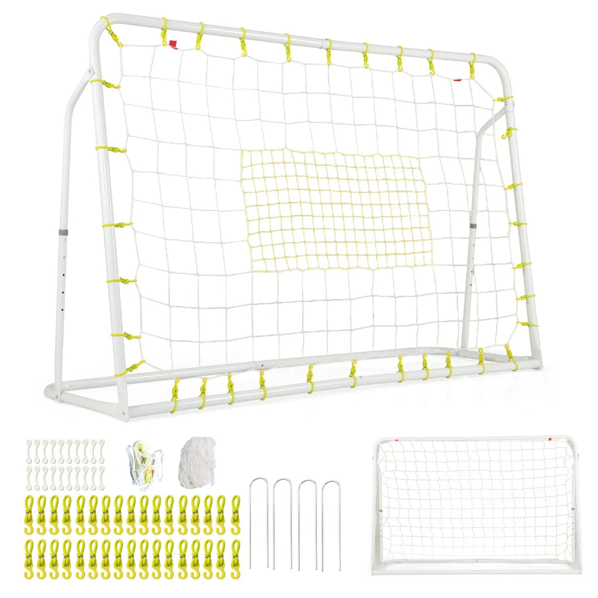 2-in-1 Kids Soccer Rebounder and Soccer Goal for Kids Aged 6  Years Old-White