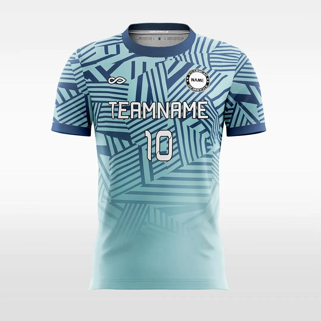 3D Geometry - Women Custom Soccer Jerseys Design Cyan