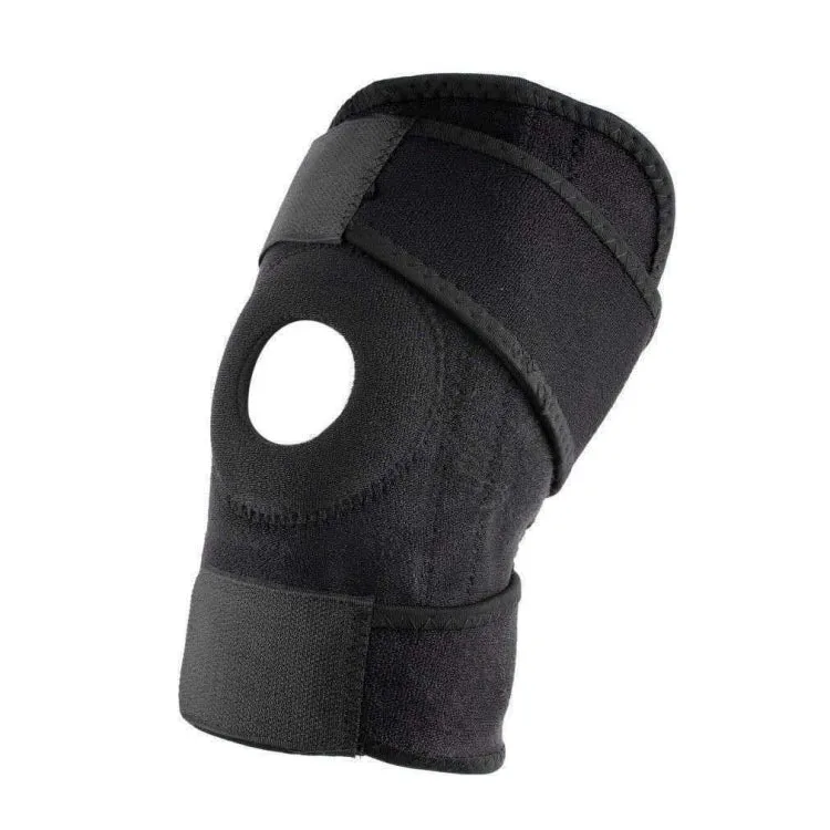 4 Support Spring Outdoor Sports Knee Protector Mountaineering Basketball Thin Breathable Knee Pa(Black One Size)