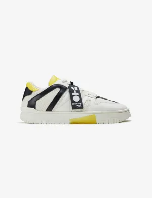 718 white yellow technical low-top sneaker