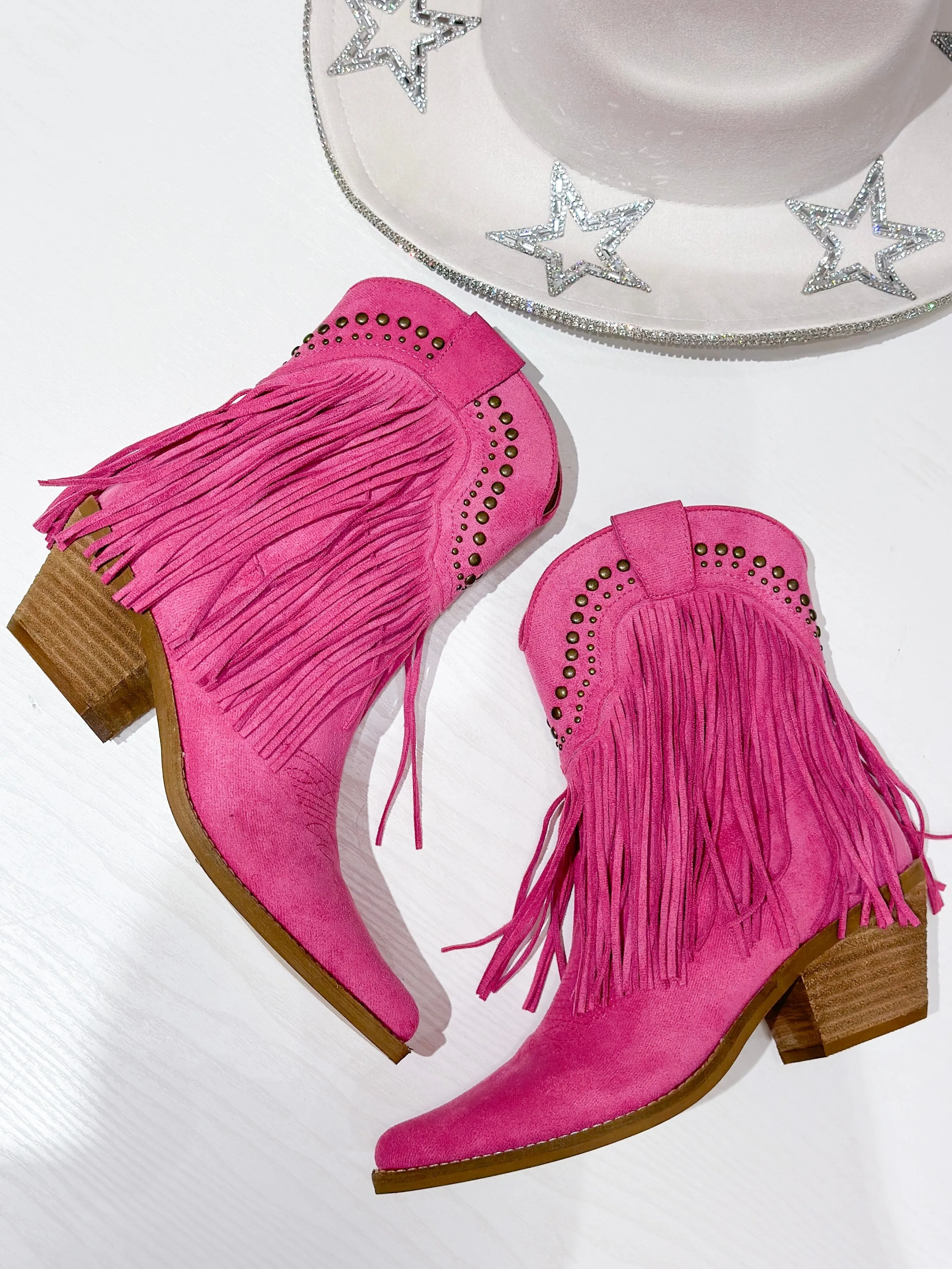 Adela Studded Fringe Short Boots