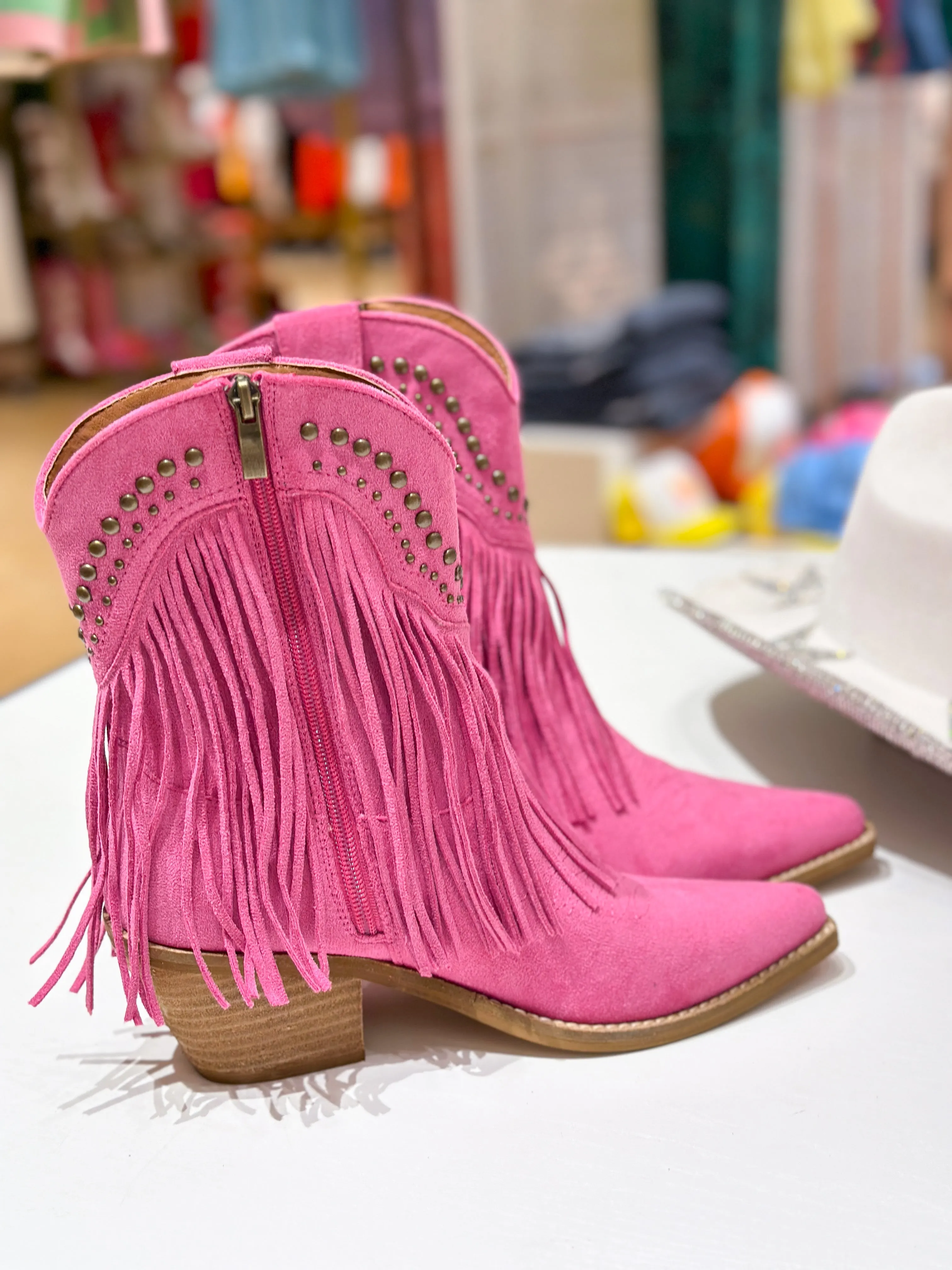 Adela Studded Fringe Short Boots