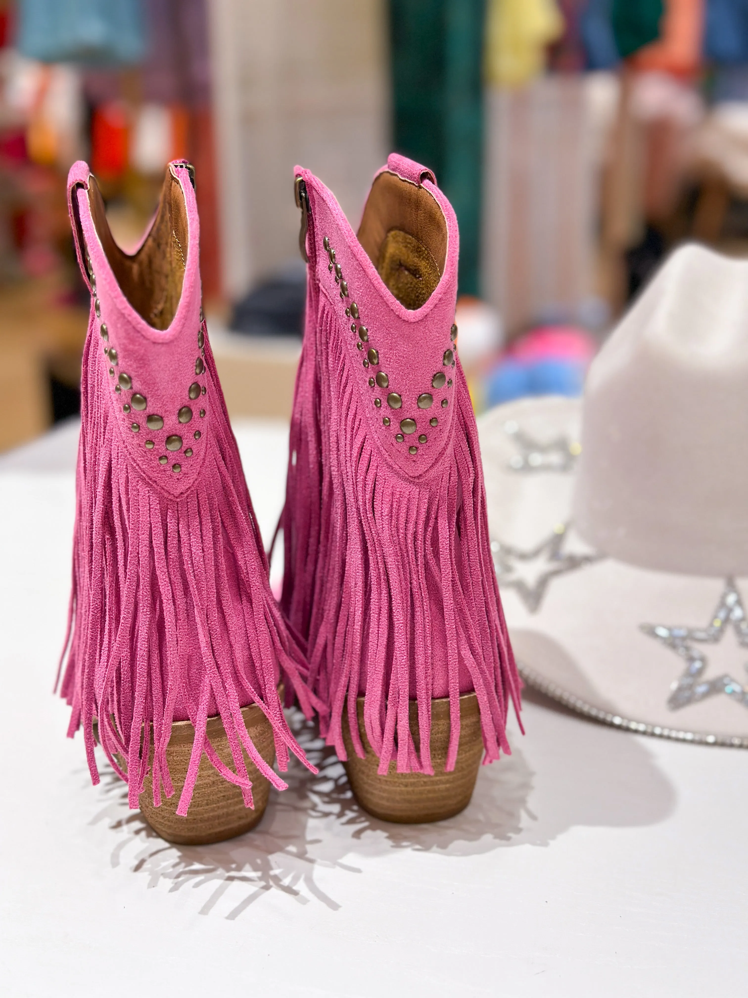 Adela Studded Fringe Short Boots