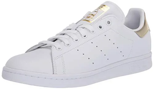 adidas Originals womens Stan Smith Sneaker, White/White/Gold Metallic, 9.5 US