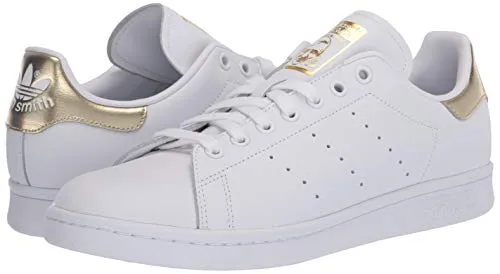 adidas Originals womens Stan Smith Sneaker, White/White/Gold Metallic, 9.5 US