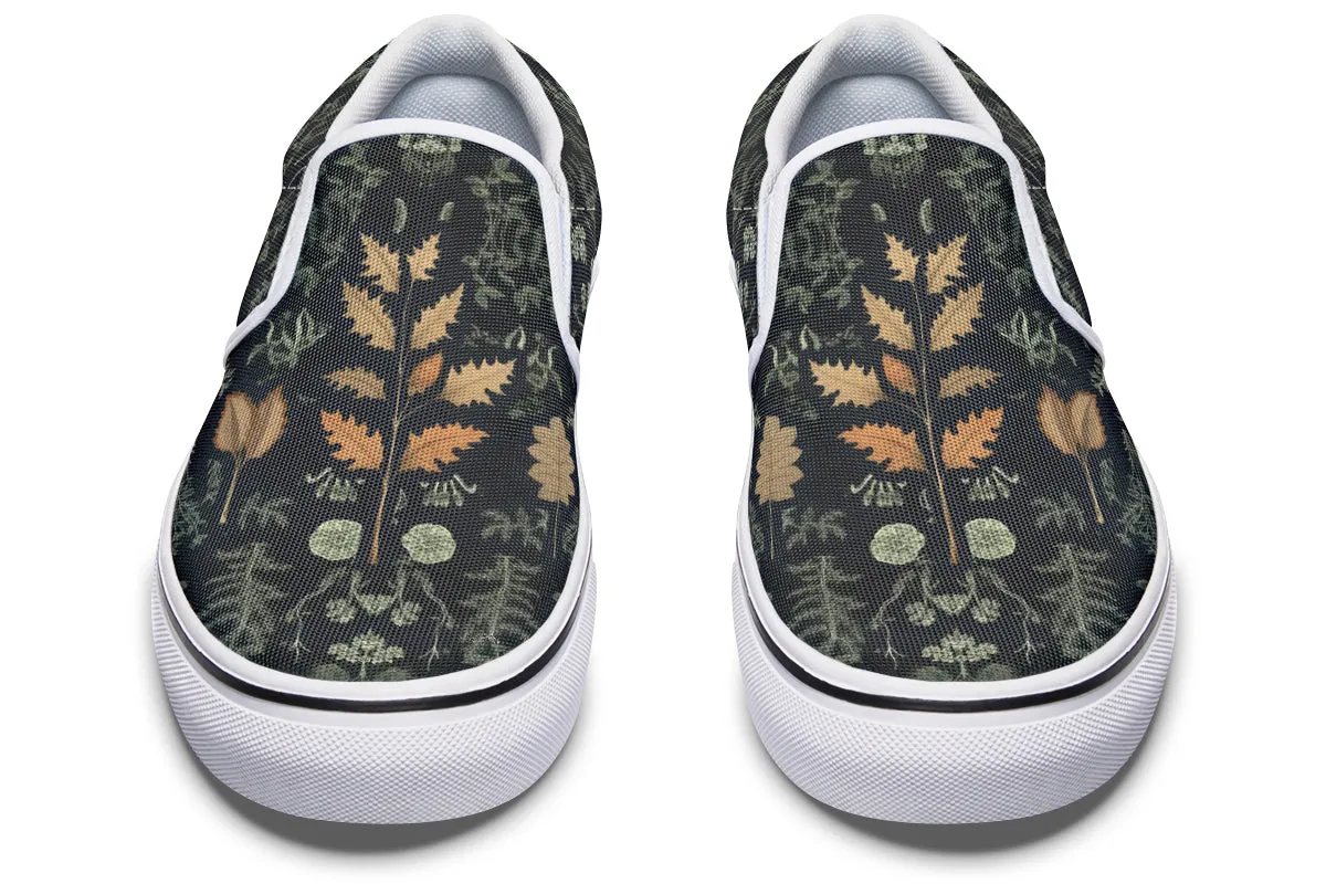 Autumn Memoir Slipons - Comfortable Vegan Canvas Shoes with Easy Elastic In-Step