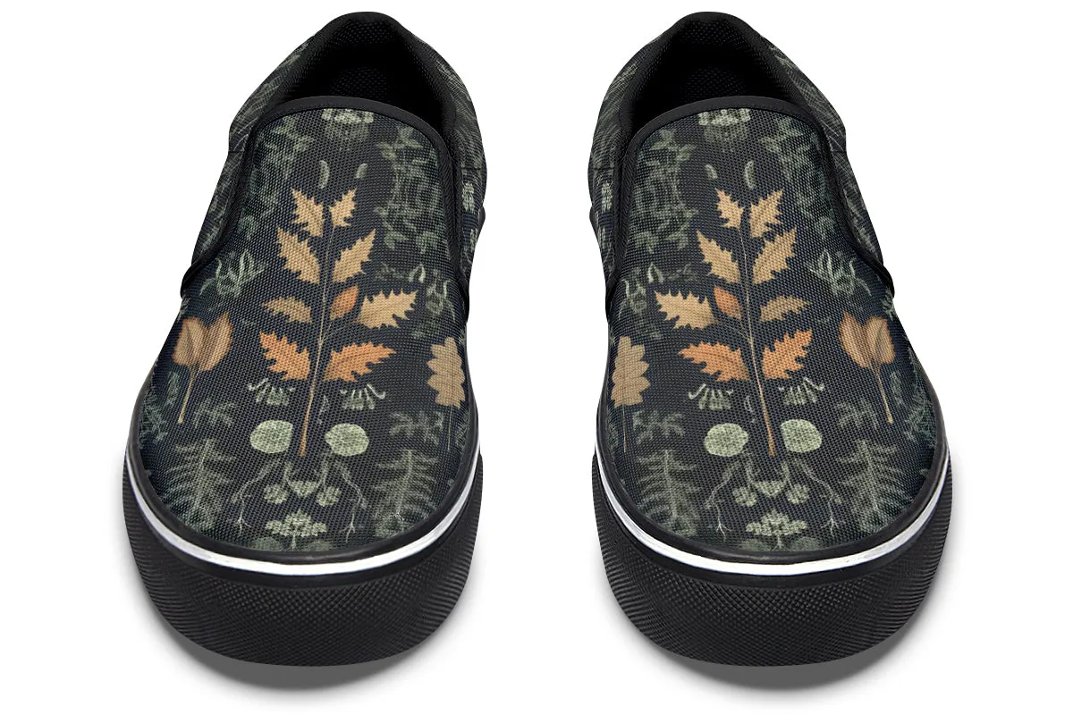 Autumn Memoir Slipons - Comfortable Vegan Canvas Shoes with Easy Elastic In-Step