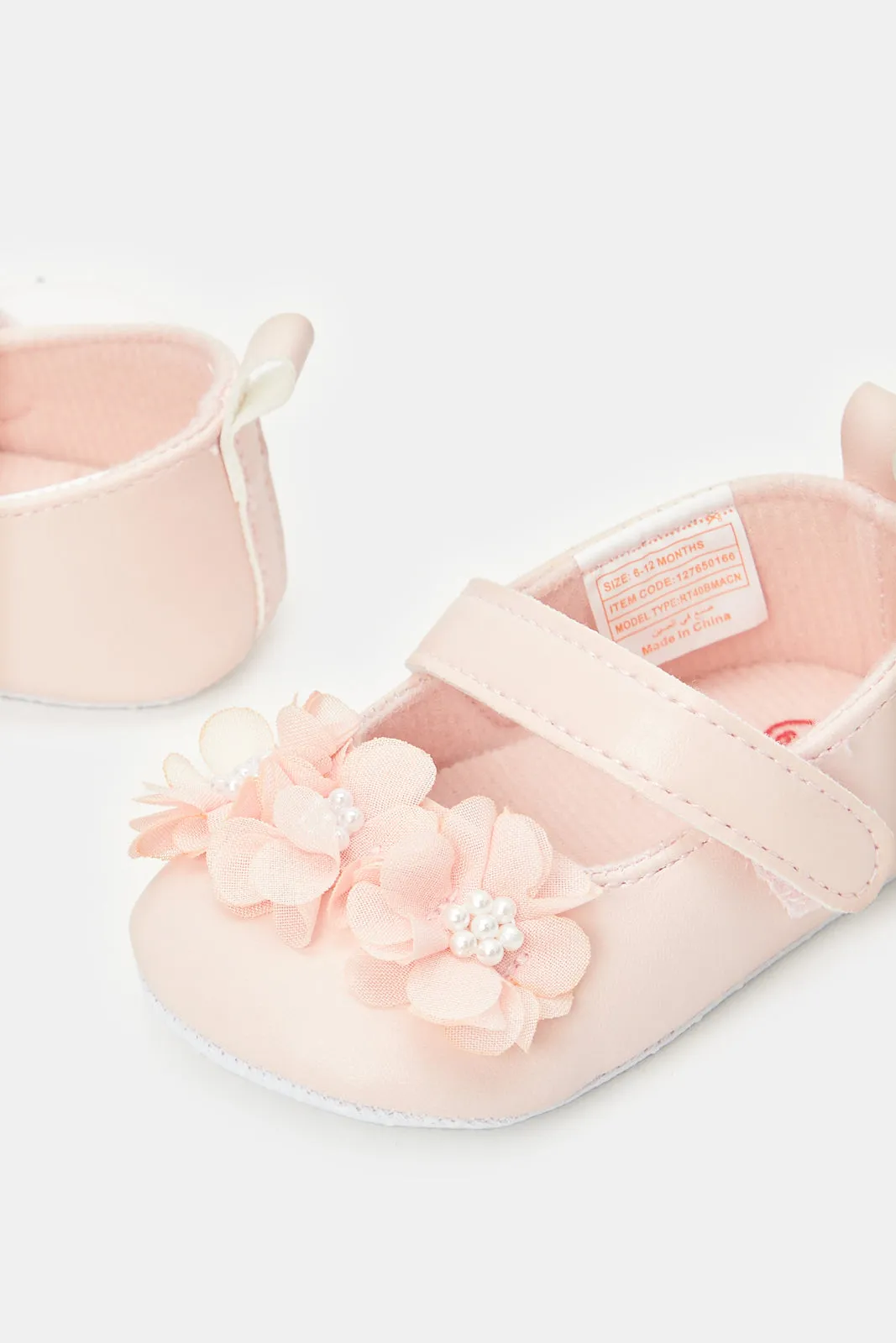 Baby Pink Pearl Pram Shoe