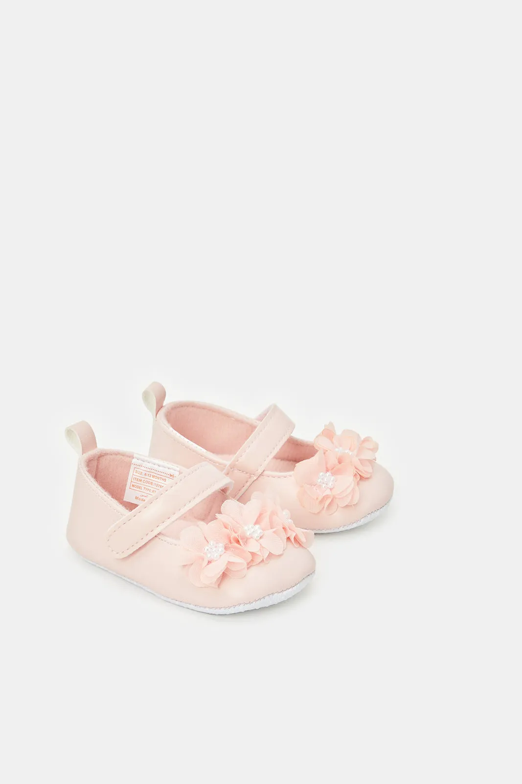 Baby Pink Pearl Pram Shoe