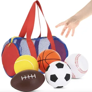 Balls For Kids, Toddler Sports Toys - Set Of 5 Foam Sports Balls   Free Bag - Perfect