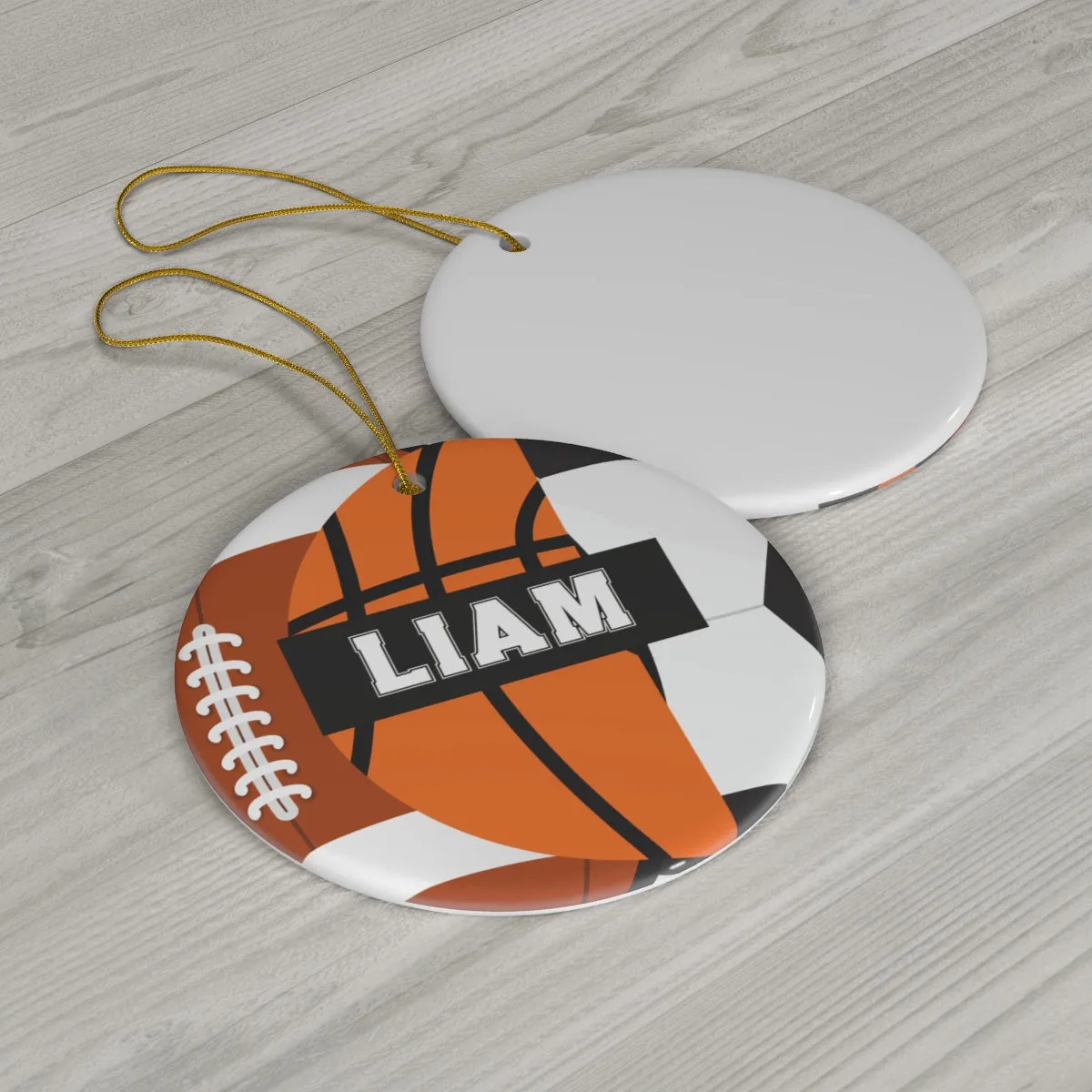 Basketball Football Soccer Christmas Ornament - 3 Sport Athlete