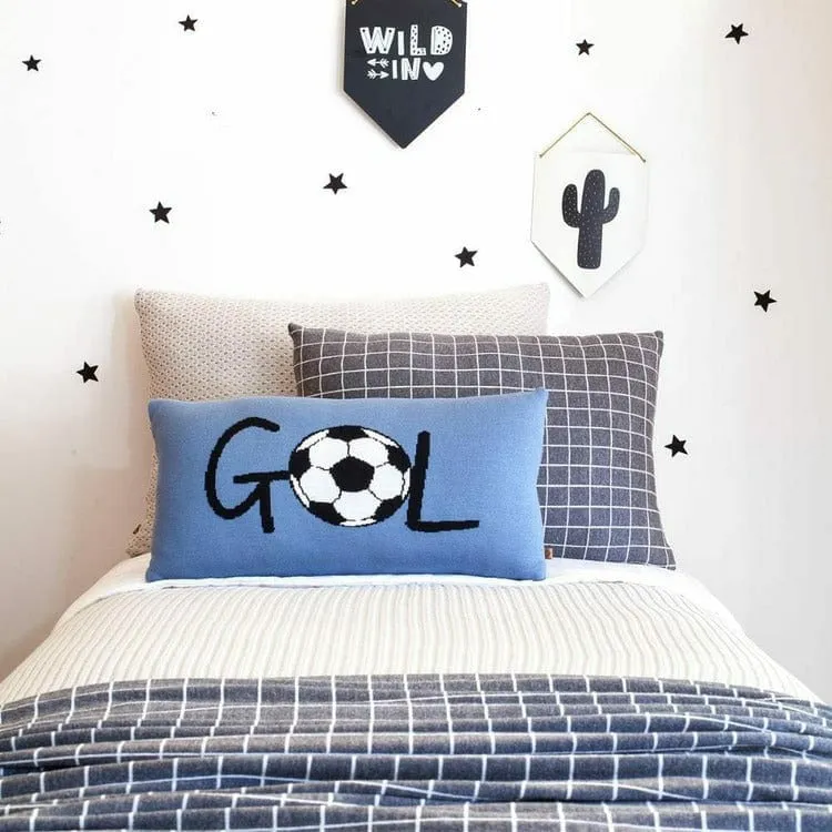 Blue GOL Soccer Pillow