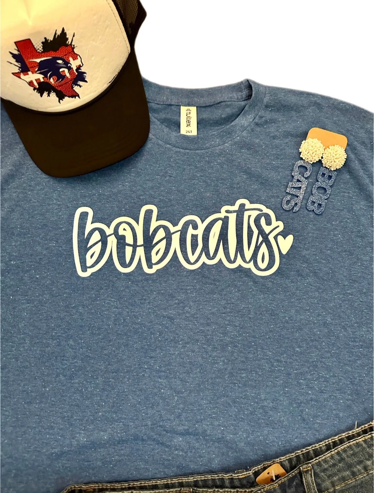 Bobcats Bubble Font Tee