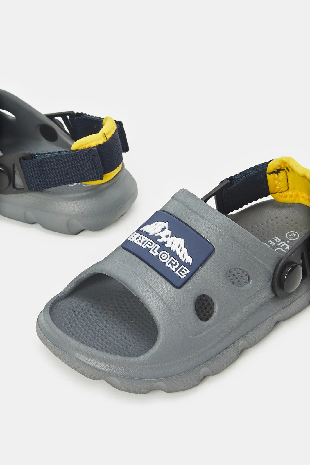 Boys Grey Molded Slide With Backstrap