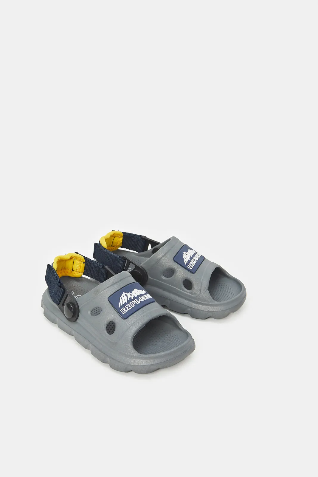 Boys Grey Molded Slide With Backstrap