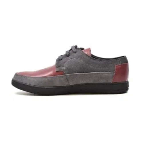 British Walkers Bristols Bally Style Burgundy and Gray Leather and Suede Low Top Sneakers