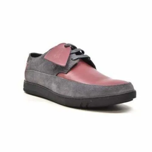 British Walkers Bristols Bally Style Burgundy and Gray Leather and Suede Low Top Sneakers