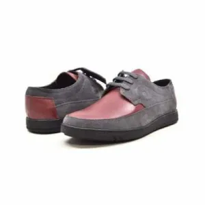 British Walkers Bristols Bally Style Burgundy and Gray Leather and Suede Low Top Sneakers