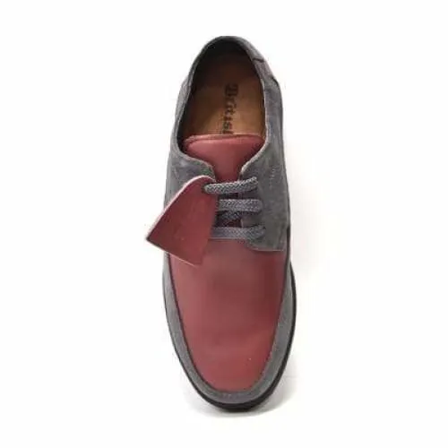 British Walkers Bristols Bally Style Burgundy and Gray Leather and Suede Low Top Sneakers