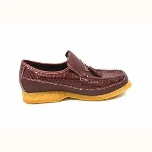 British Walkers Brooklyn Men's Burgundy Snake Skin Leather Crepe Sole Shoes