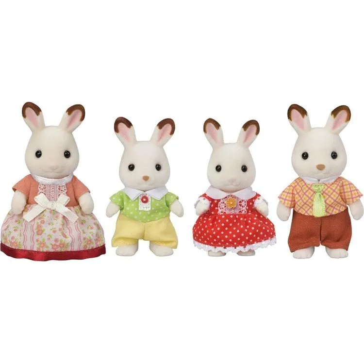 Calico Critters Chocolate Rabbit  Family, Set of 4 Collectible Doll Figures