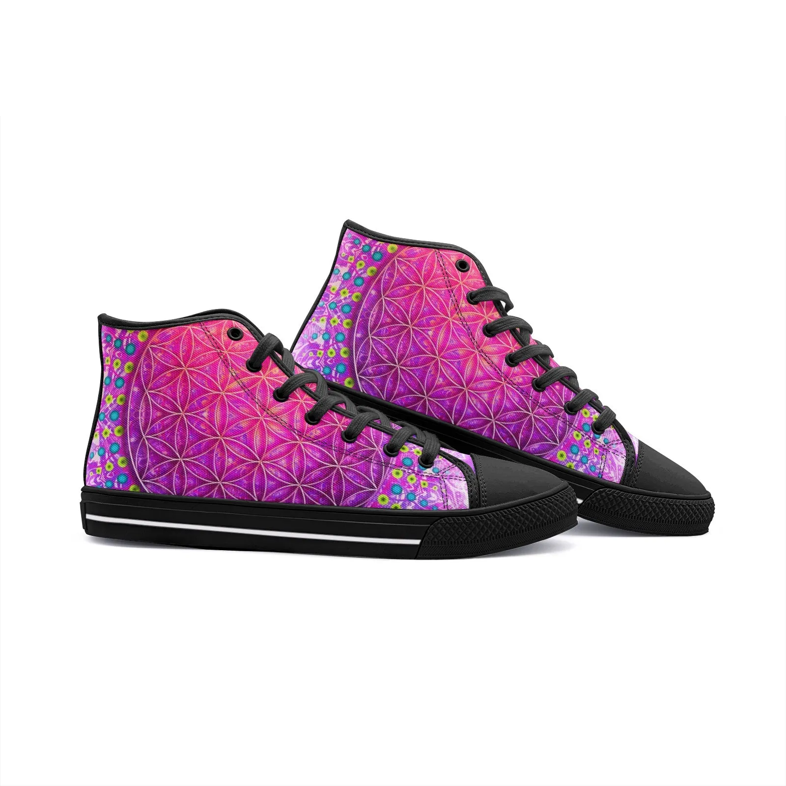 Cameron Gray | Flower Of Life | Unisex High Top Canvas Shoes