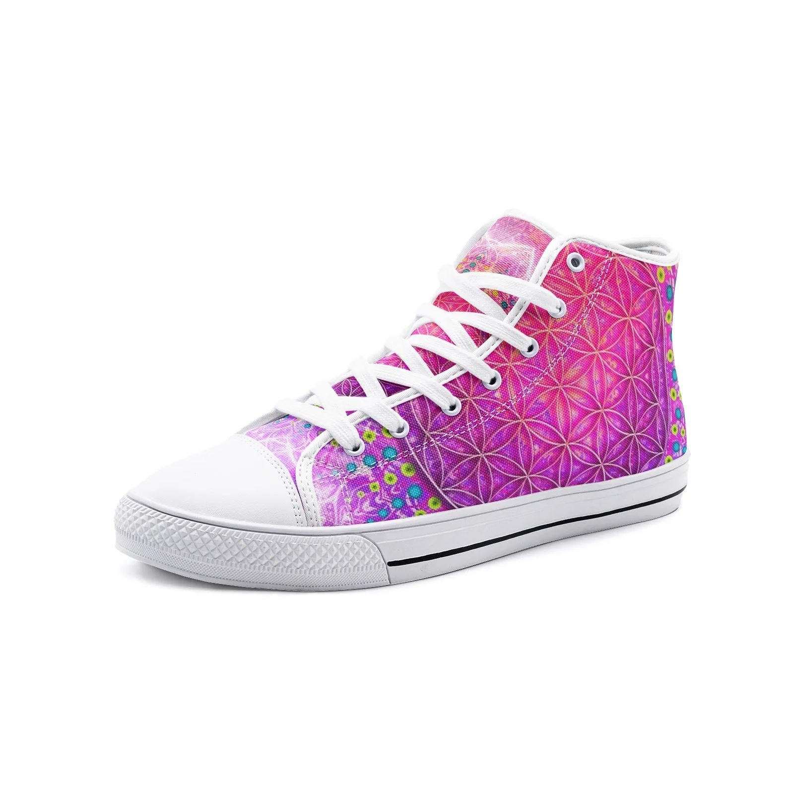 Cameron Gray | Flower Of Life | Unisex High Top Canvas Shoes