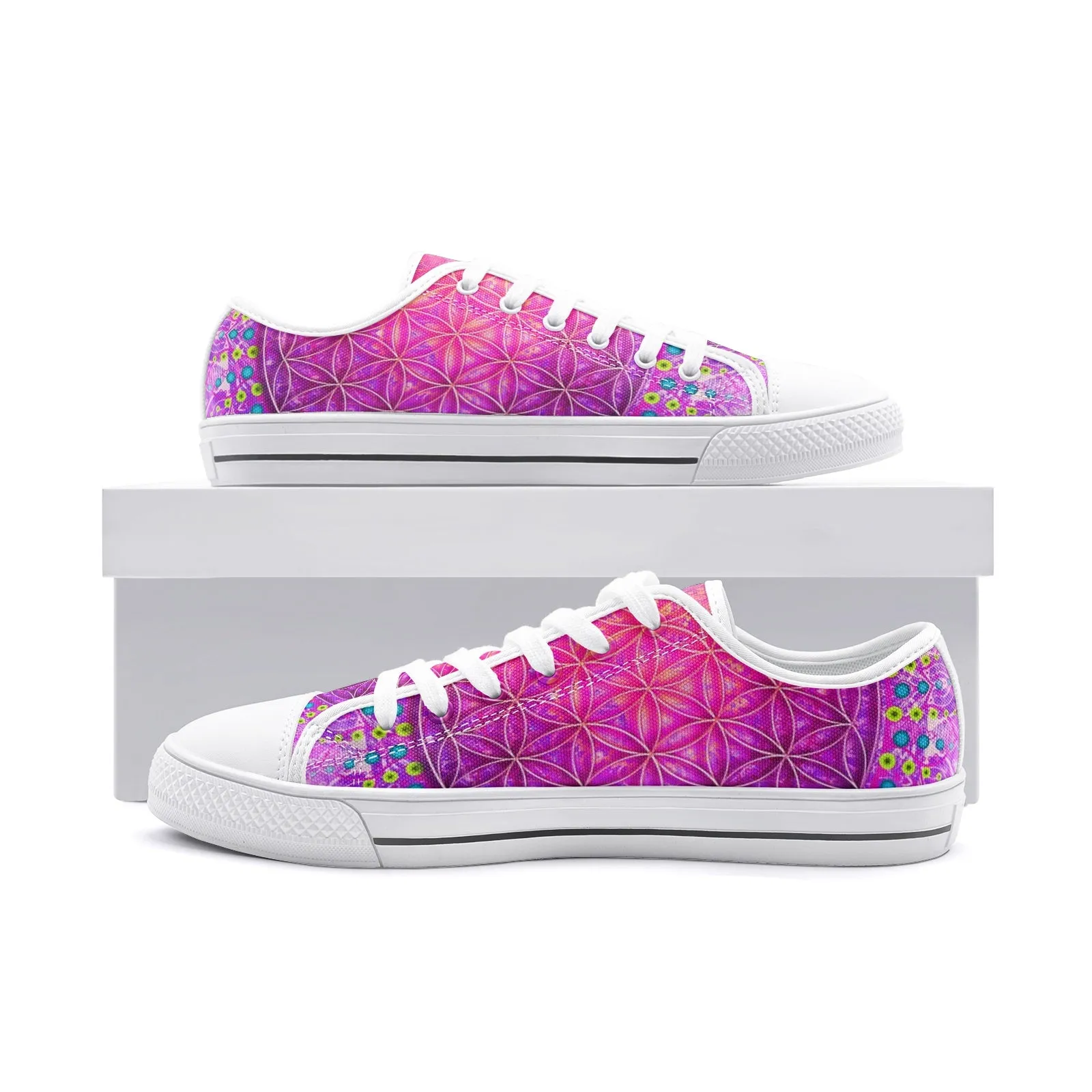 Cameron Gray | Flower Of Life | Unisex Low Top Canvas Shoes