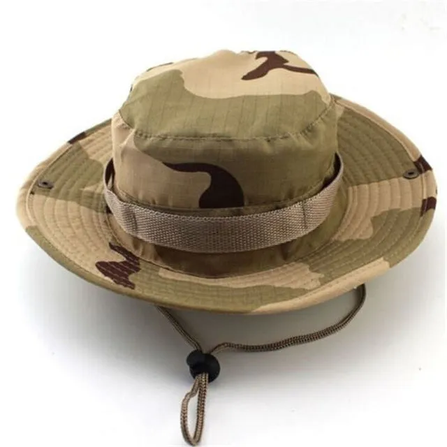 Camouflage Bucket Hats Wide Brim Sun Cap Ripstop Camo Fishing Hunting Hiking Men Safari Summer Jungle with String Boonie Hat