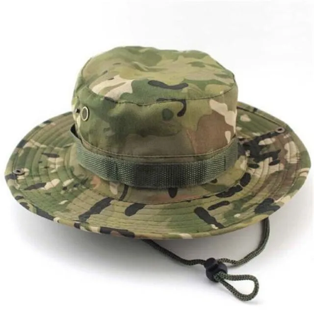 Camouflage Bucket Hats Wide Brim Sun Cap Ripstop Camo Fishing Hunting Hiking Men Safari Summer Jungle with String Boonie Hat