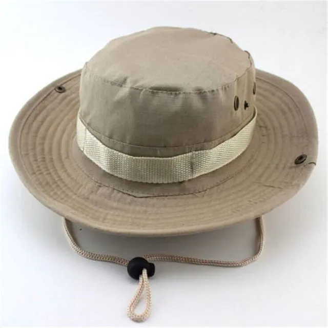 Camouflage Bucket Hats Wide Brim Sun Cap Ripstop Camo Fishing Hunting Hiking Men Safari Summer Jungle with String Boonie Hat