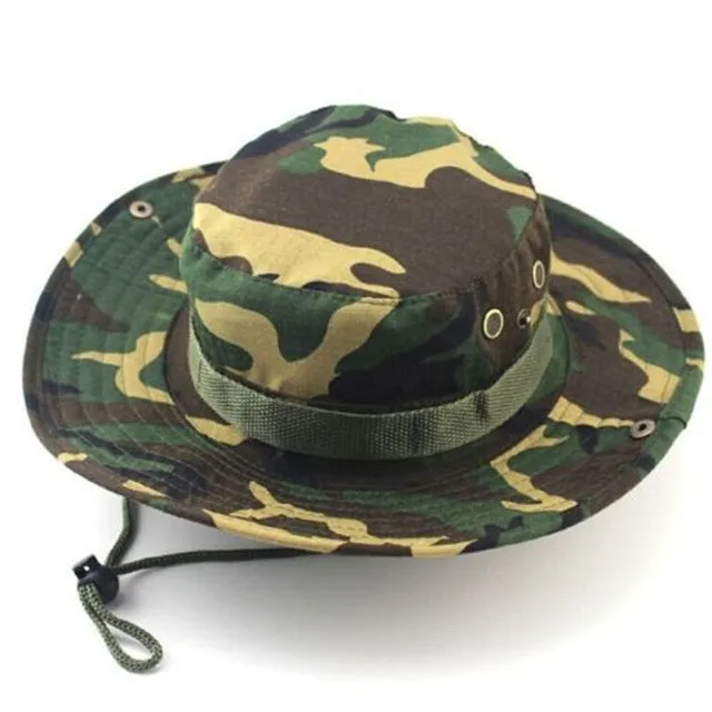 Camouflage Bucket Hats Wide Brim Sun Cap Ripstop Camo Fishing Hunting Hiking Men Safari Summer Jungle with String Boonie Hat