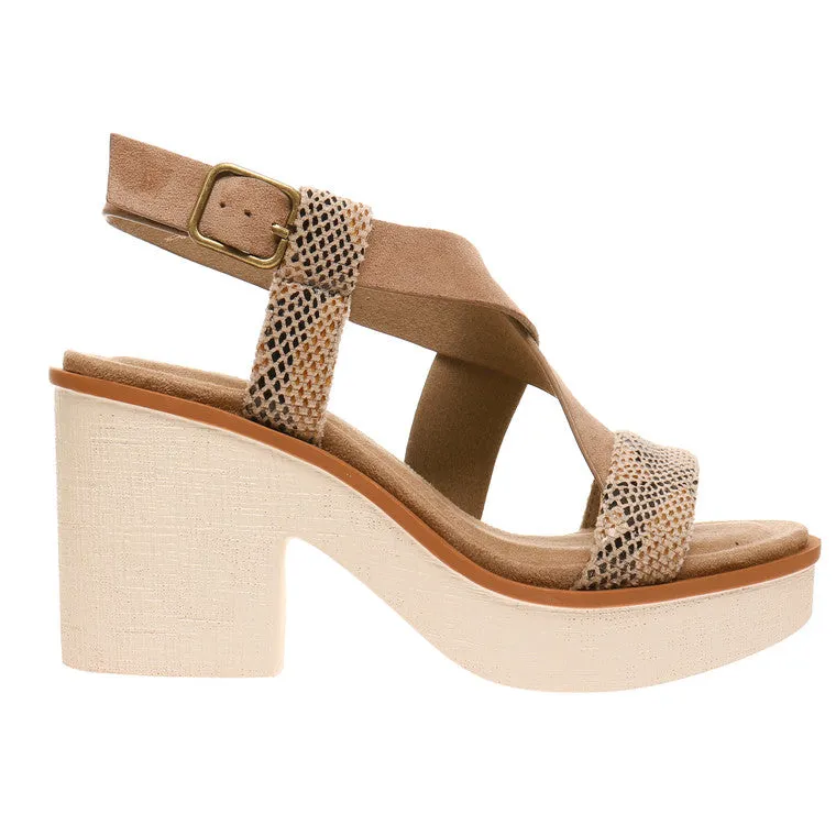 Clue Taupe Adjustable Sling Back Wedge Platform Sandal with Buckle Closure *FINAL SALE*