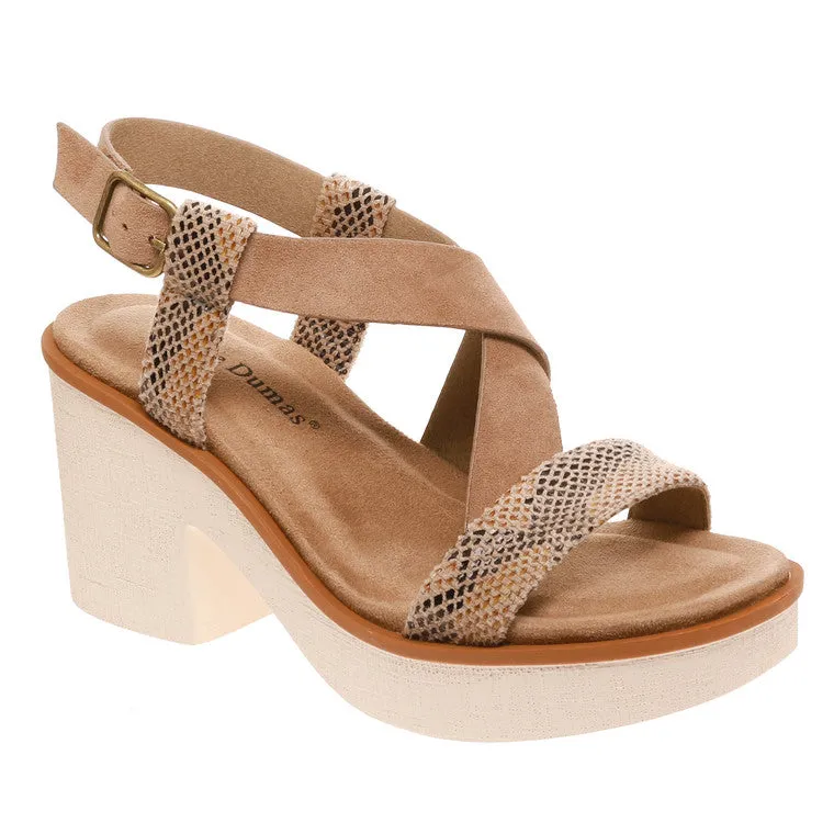 Clue Taupe Adjustable Sling Back Wedge Platform Sandal with Buckle Closure *FINAL SALE*