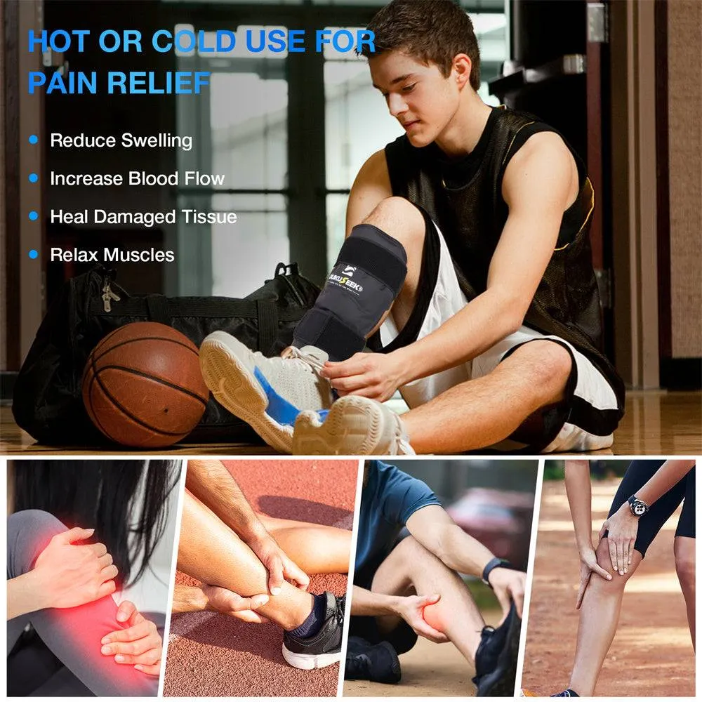 DUKUSEEK Shin Splint Ice Pack Wrap Hot Cold Compression for Pain Relief, Recovery