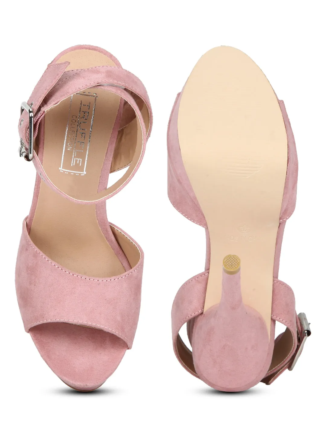 Dusty Rose Microfibre Ankle Strap Stiletto Pumps