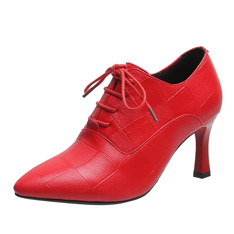 Elegant Pointy Toe Patent Leather Heel Shoes