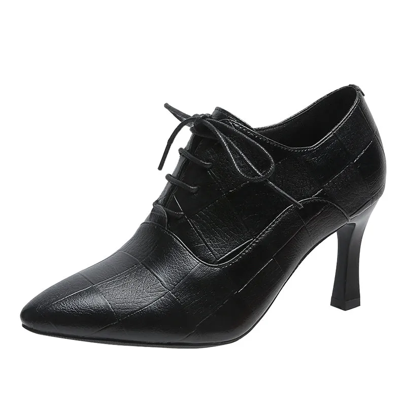 Elegant Pointy Toe Patent Leather Heel Shoes