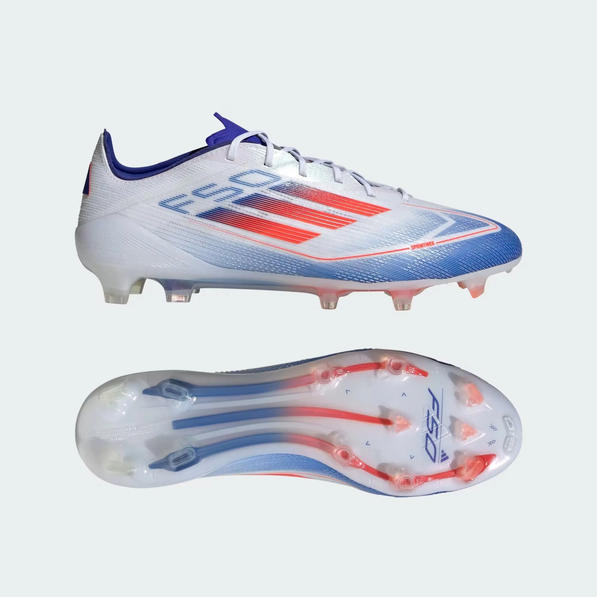 F50 ELITE FG CLEATS [Cloud White / Solar Red / Lucid Blue]