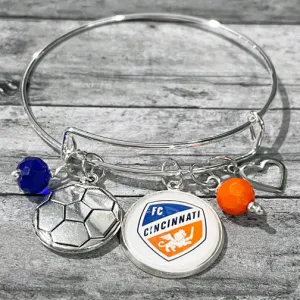 FC Cincinnati Fan Silver Charm Bracelet