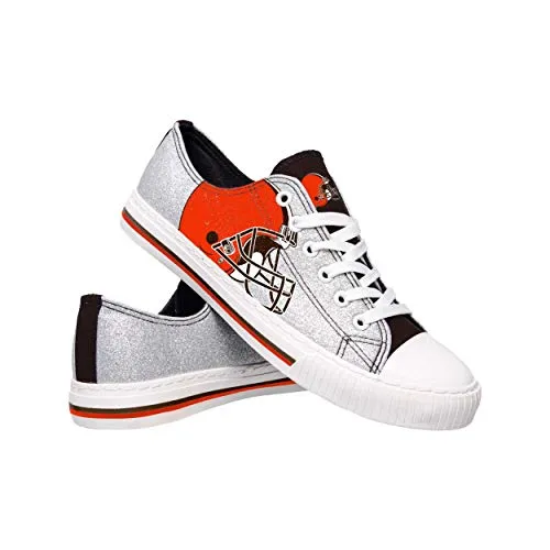 FOCO Cleveland Browns NFL Womens Glitter Low Top Canvas Shoes - 8