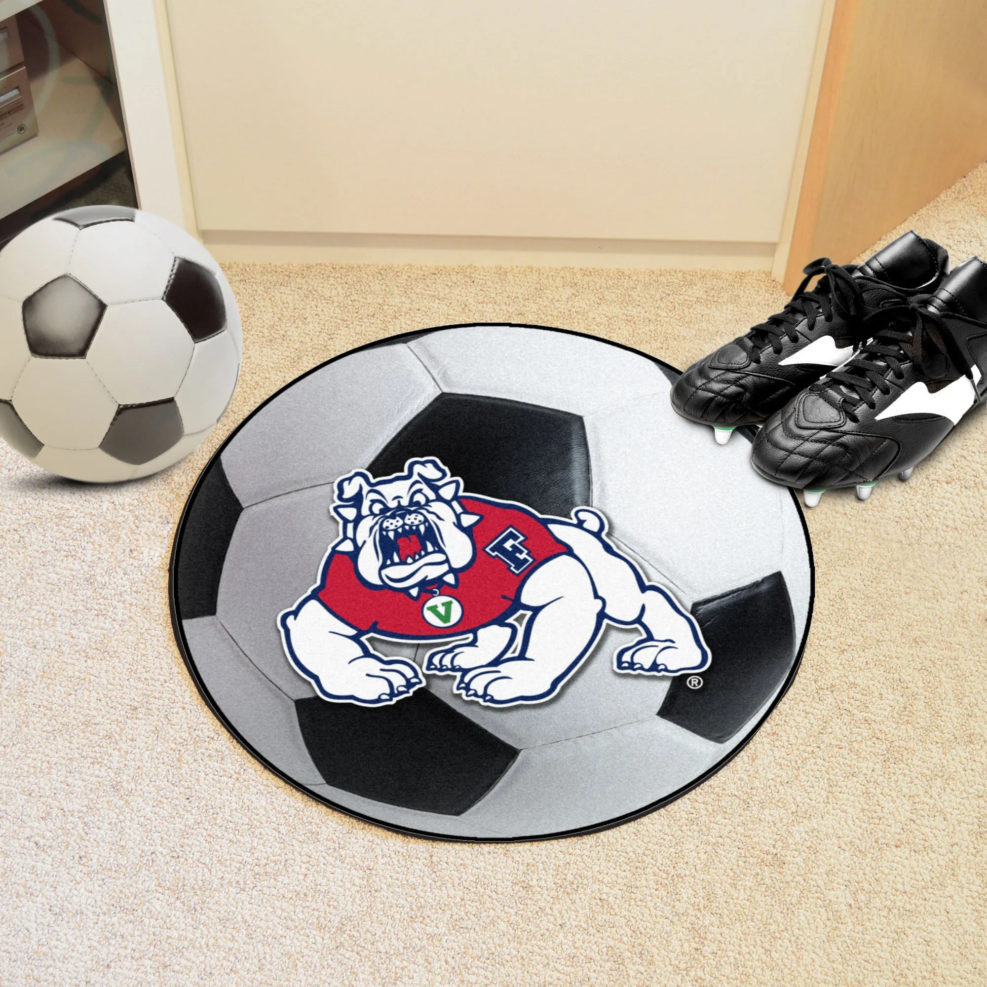 Fresno State Bulldogs Soccer Ball Rug - 27in. Diameter