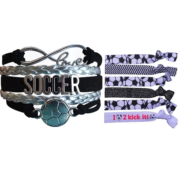 Girls Infinity Soccer Gift Set (Bracelet & Hair Ties)