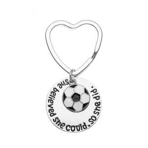 Girls Soccer She Believed She Could Heart Keychain