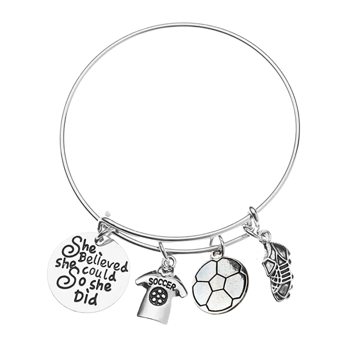 Girls Soccer She Believed She Could So She Did Bangle Bracelet