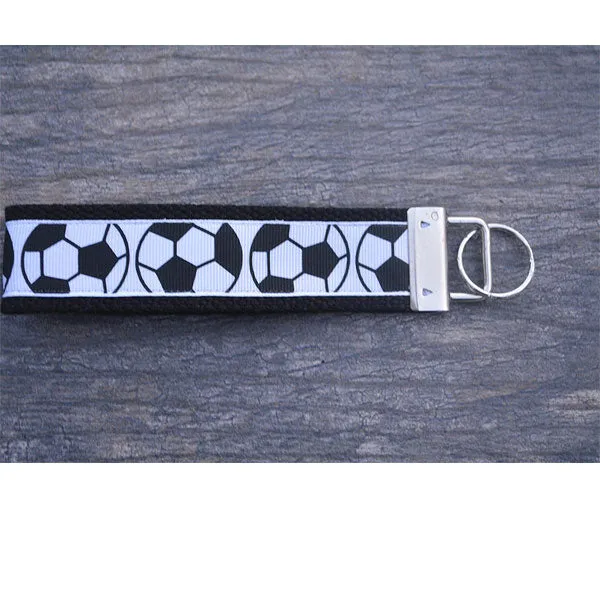 Girls Soccer Wristlet Keychain - Black